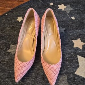 Charles David Pink Plaid Tweed Heels